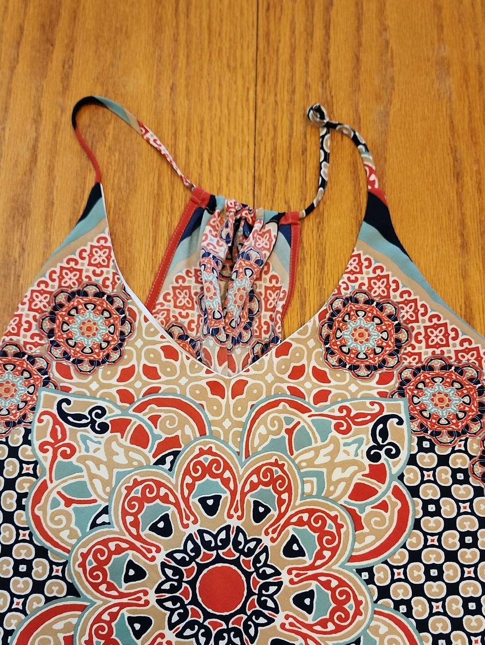 Heartsoul Women's Coral & Navy Printed Halter Tank Top - Picture 7 of 15